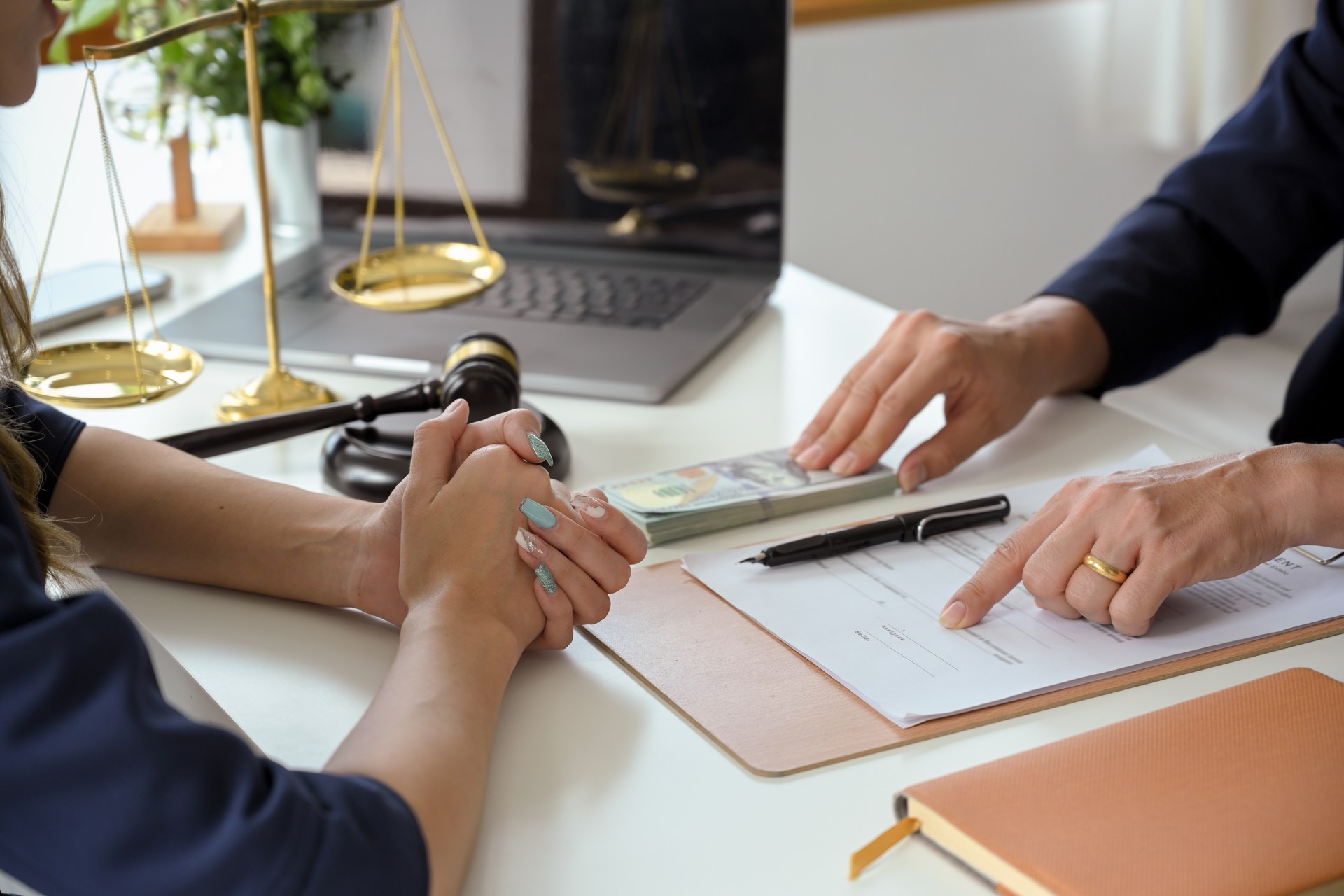 A professional female lawyer is having a meeting with her client. cropped image